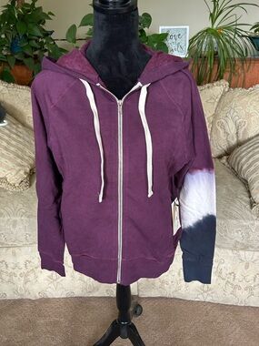 Electric & Rose Purple Zip-Up Hoodie with Dip-Dye Sleeve